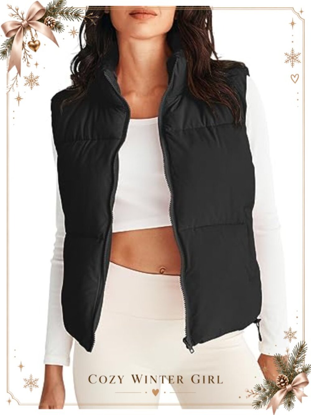 Women's Quilted Puffer Vest Zip Up Sleeveless Padded Gilet Coat with Pockets